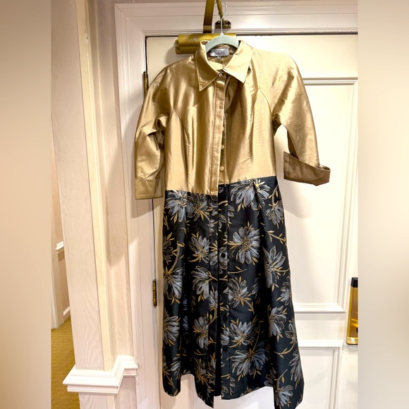 Teri Jon Ricki Freeman satin & brocade dress size 6 3/4 sleeve worn once - Picture 11 of 11